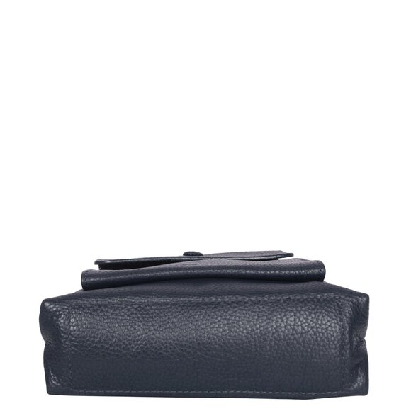 Leather Navy Blue Crossbody Shoulder Bag for Men & Women–Sling Bag for Daily Use - Picture 7 of 10